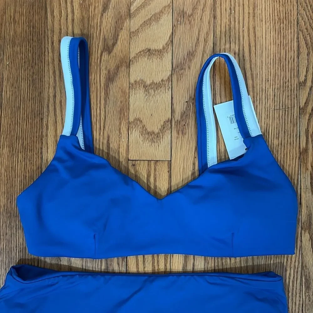 Andie Bikini Set Rockley Top High Waisted Bottom Mazarine Blue size‎ M NWT/NWOT